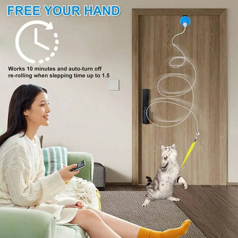 Interactive Cat Toy With Remote Control Replaceable Heads