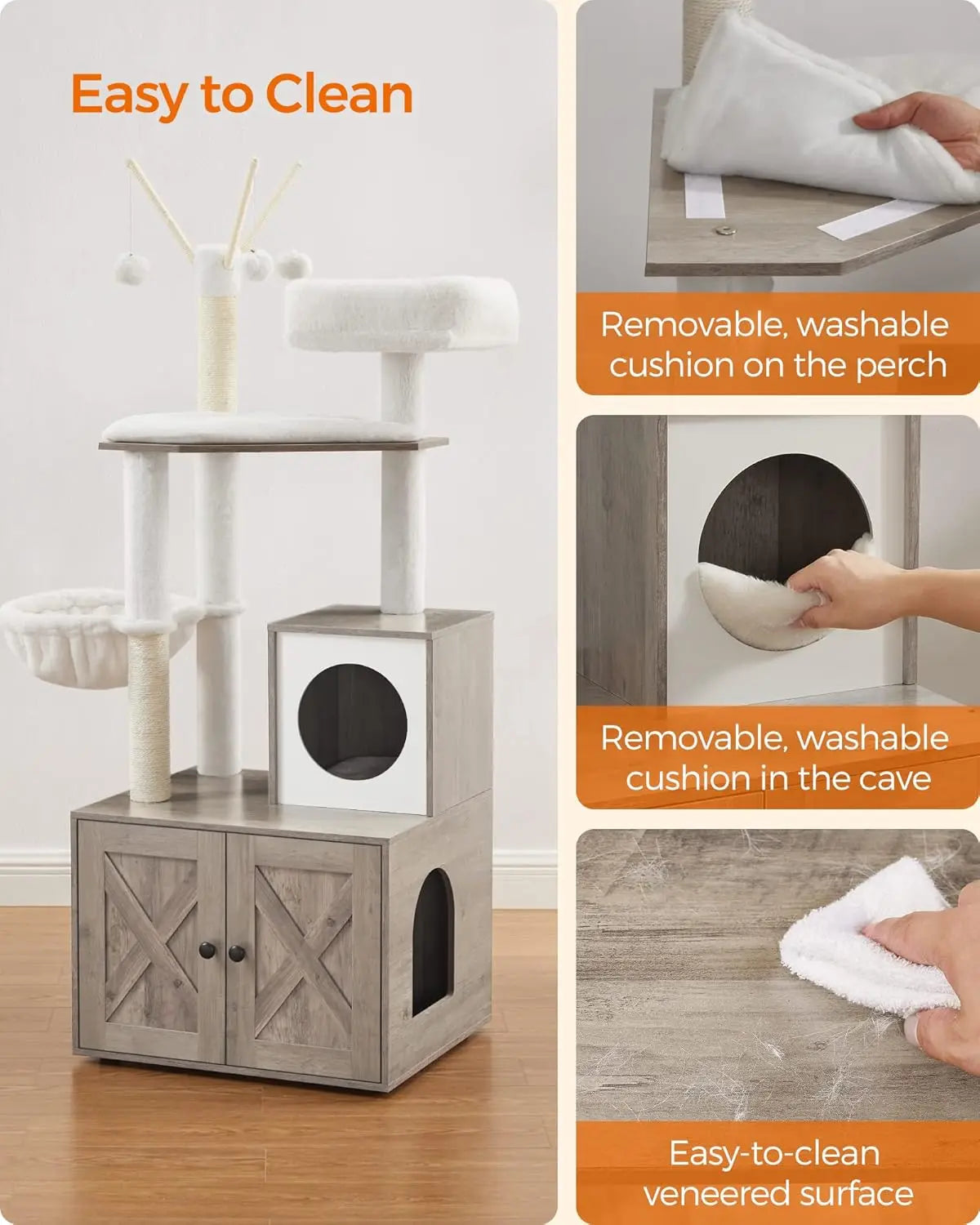 Feandrea Cat Tree Litter Box Enclosure 2 In 1 Condo