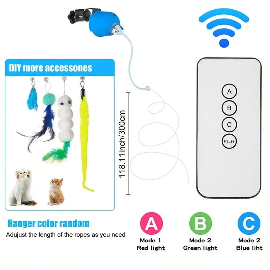 Interactive Cat Toy With Remote Control Replaceable Heads