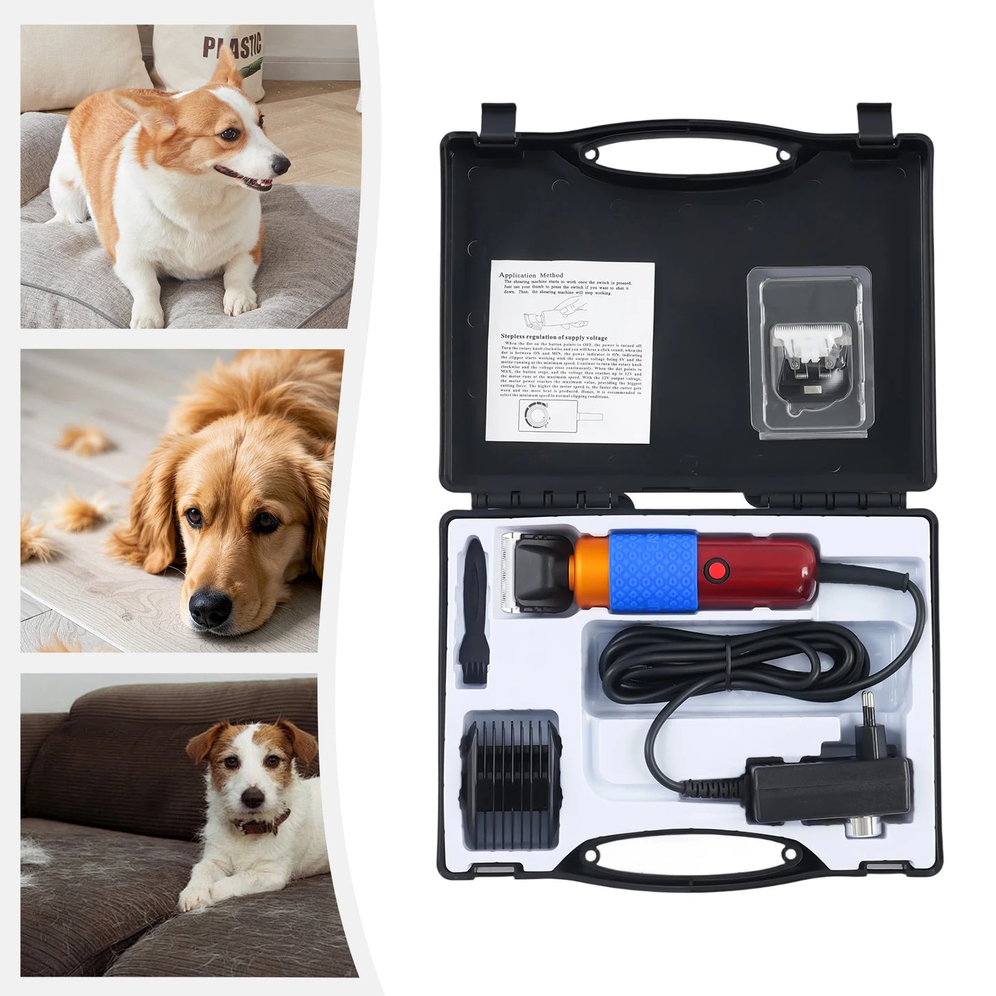 Professional Dog Clipper Cat Hair Trimmer Kit With Detachable Blades