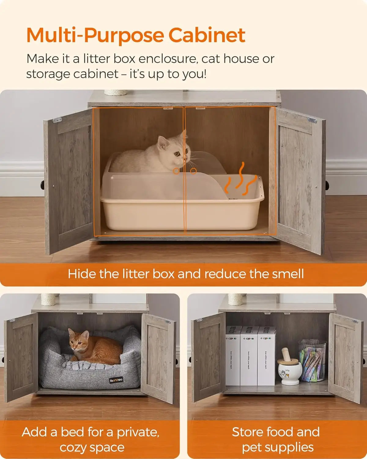 Feandrea Cat Tree Litter Box Enclosure 2 In 1 Condo