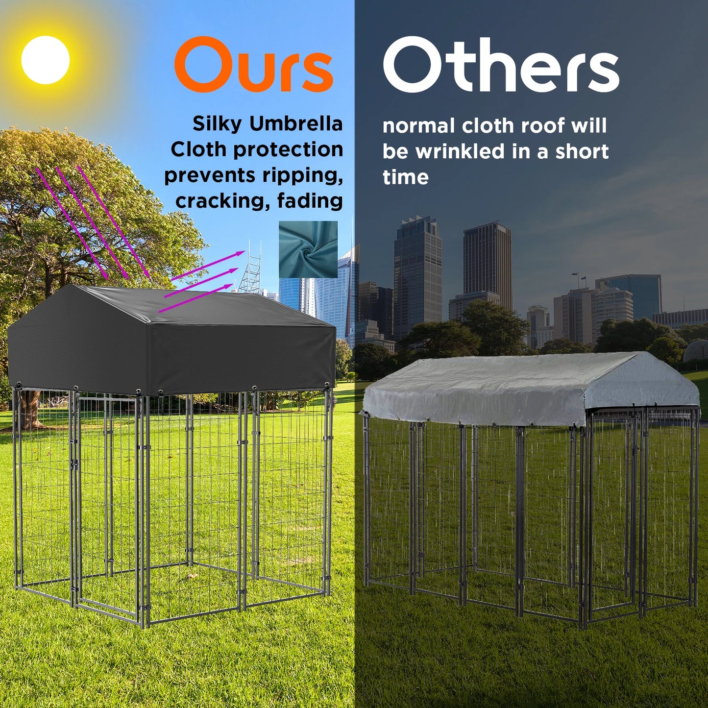 Dog Cage Pet Run Enclosure Playpen With Roof Kennel