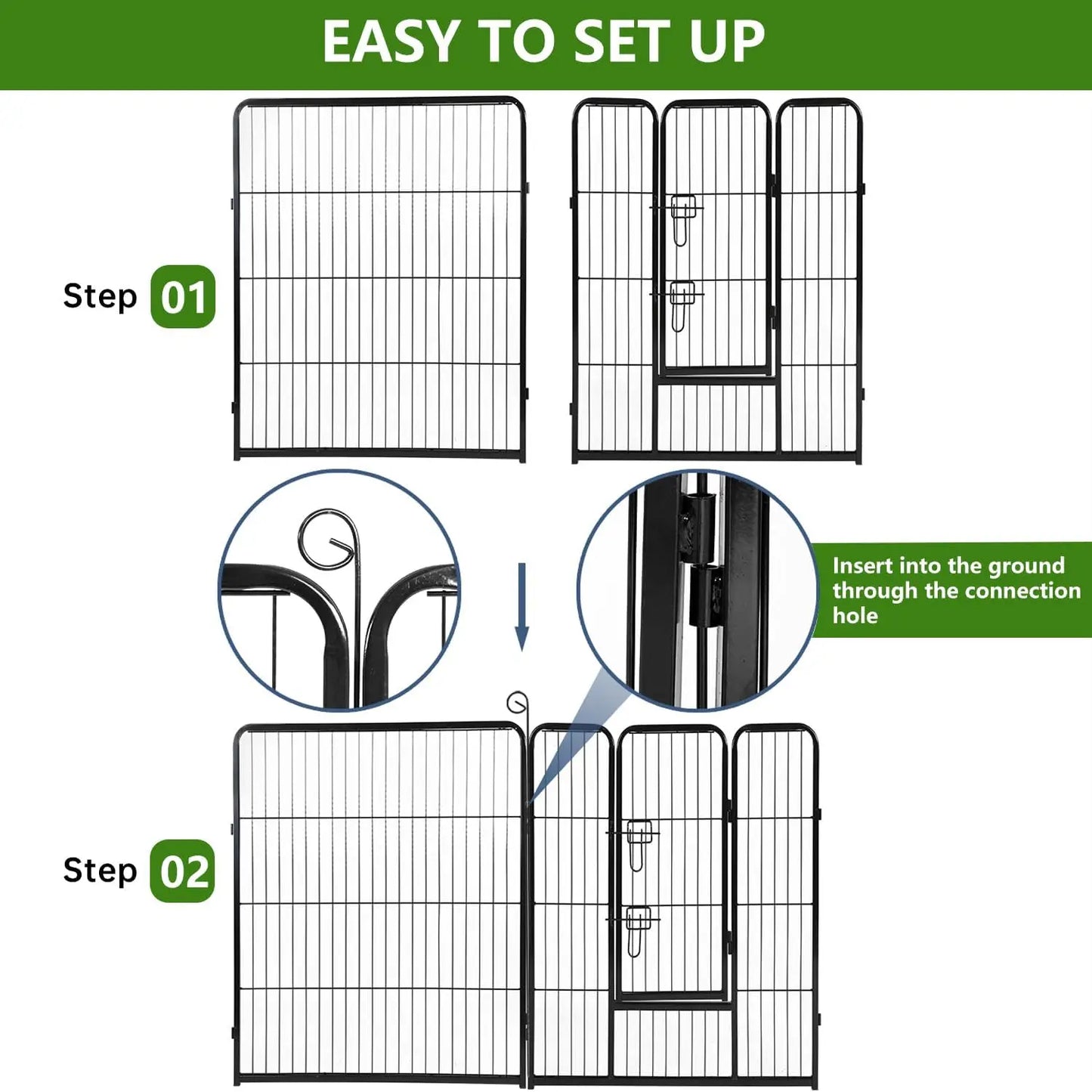 Heavy Duty Metal Dog Playpen Removable Panels Indoor Outdoor Fence