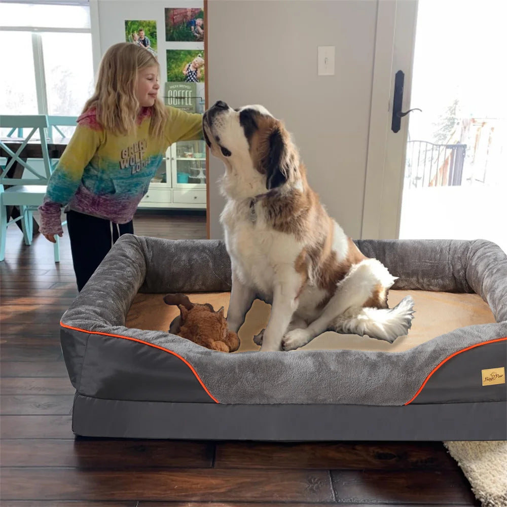 BORWARTCN Orthopedic Memory Foam Dog Bed With Removable Cover