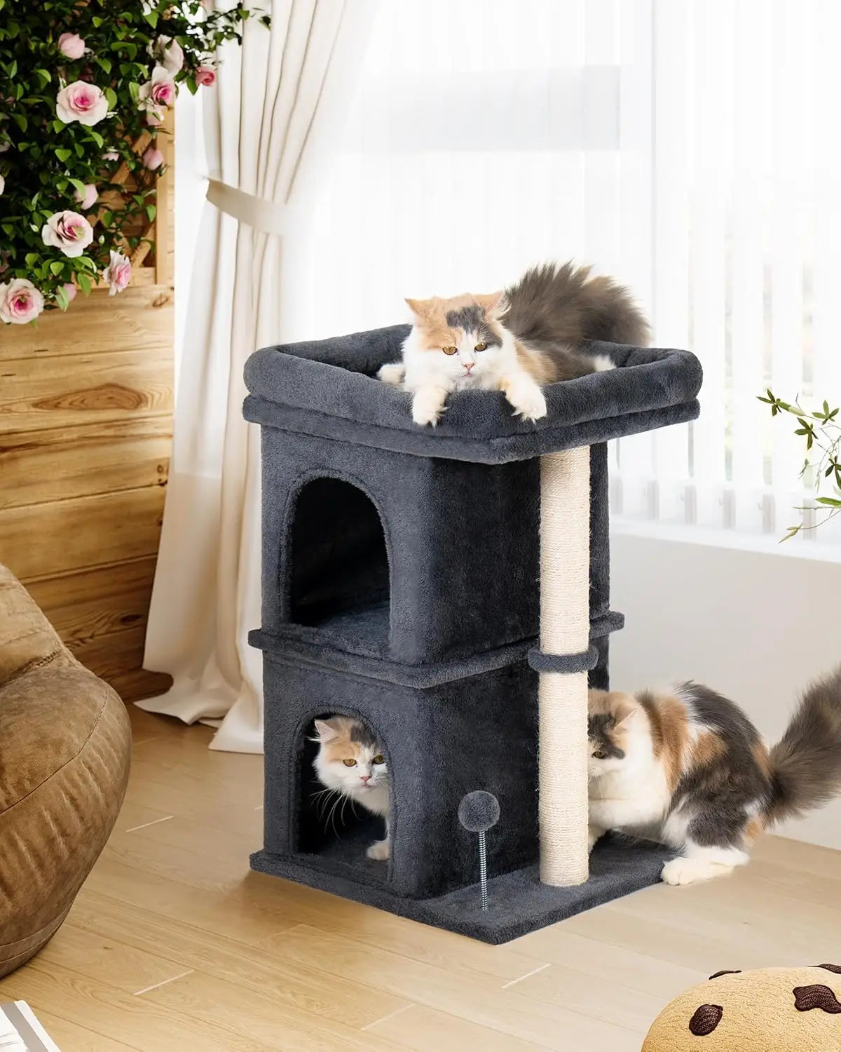 OEINGCN Cat Tree Tower With Scratching Post And Window Perch