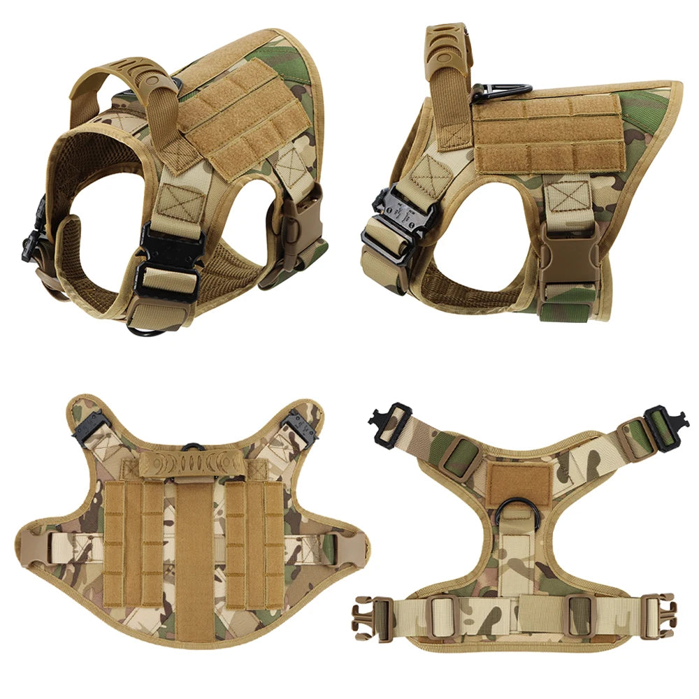PETRAVEL Tactical Dog Harness Leash Set for Large Dogs No Pull