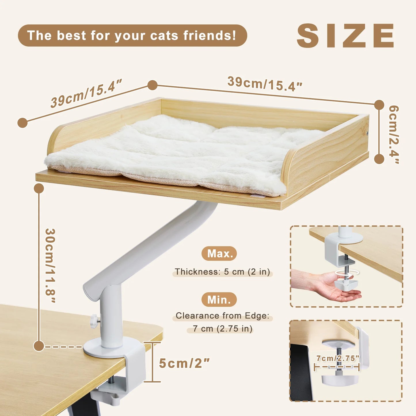PAWZ Road Cat Desk Bed 360 Degree Rotatable Cat Bed Stand For Indoor Cats