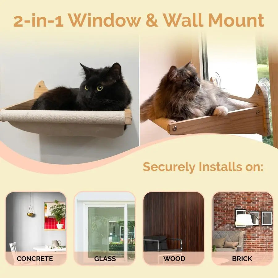 XMSJ Window Wall Mount Cat Shelf Hammock Scratcher Perch