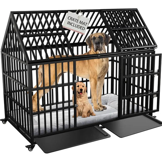 Heavy Duty Dog Crate With Roo Top Removable Trays Lockable