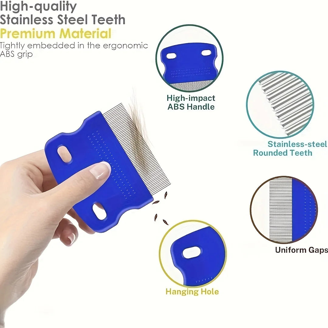 Stainless Steel Flea Lice Double-Sided Grooming Comb Pack 4