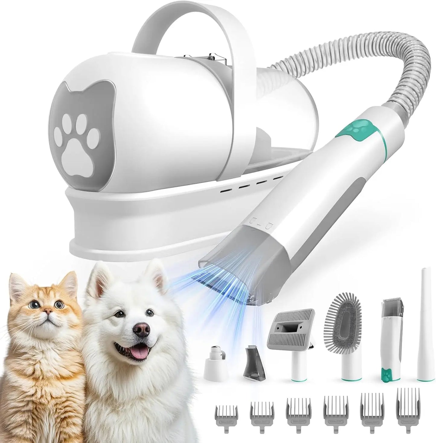 Pet Grooming Vacuum Kit For Dogs And Cats With Clippers