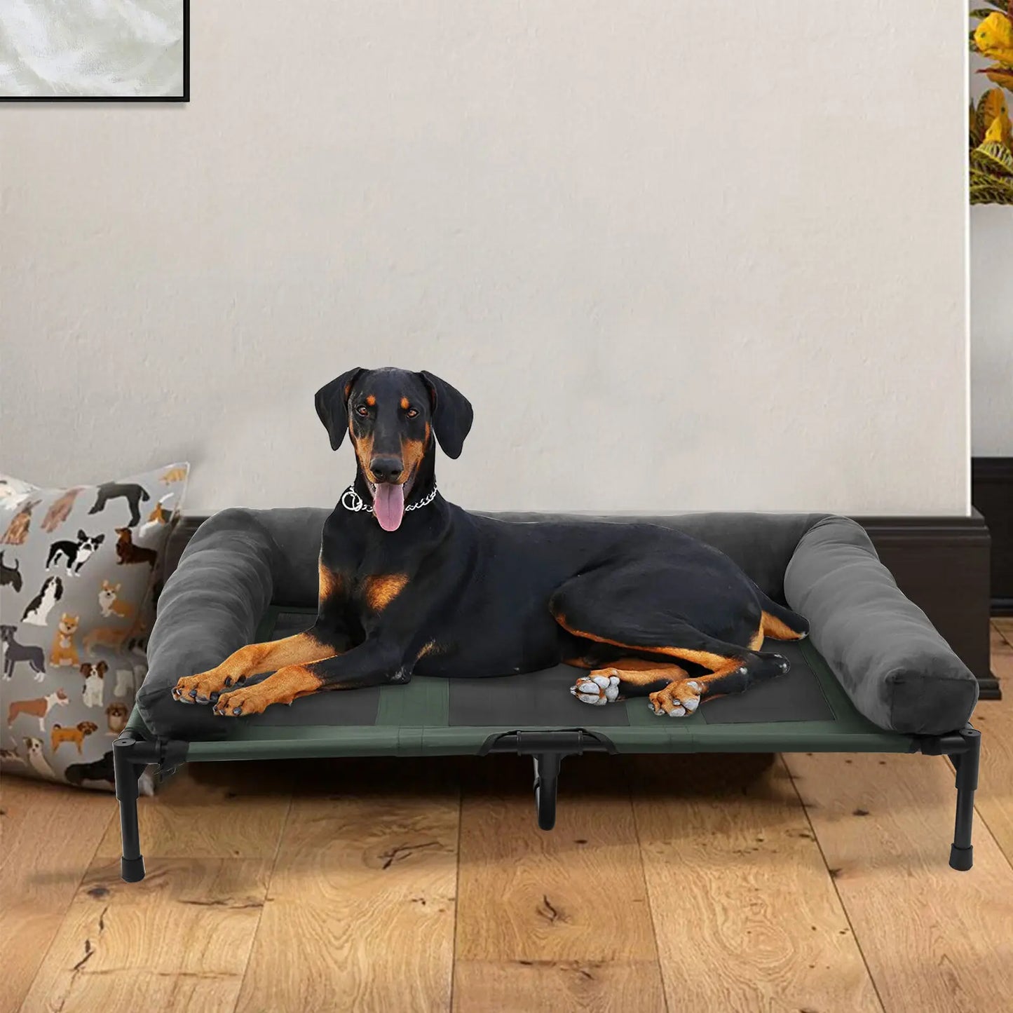 BINGOPAW Elevated Pet Lounger Bed with Detachable Plush Bolster