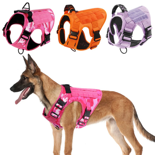 PETRAVEL Military Camouflage Dog Harness for German Shepherd Training