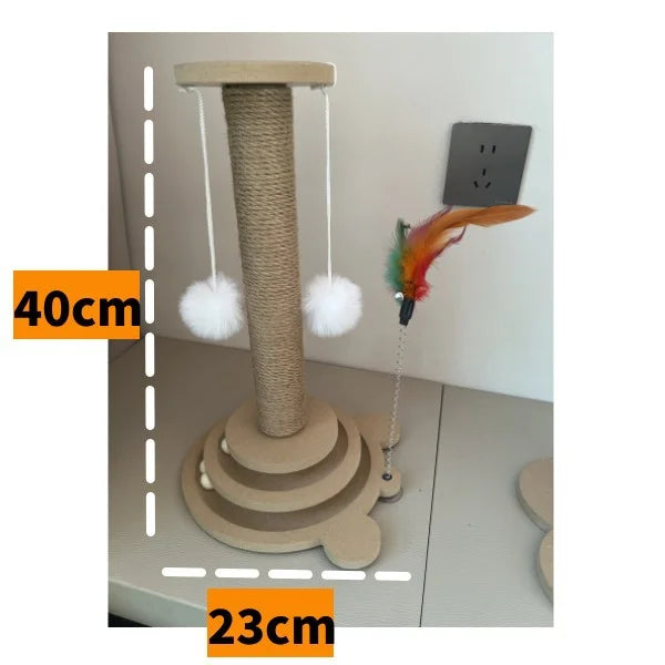 COBASPORT Interactive Cat Scratching Post With 2 Tier Ball Track Sisal Catnip